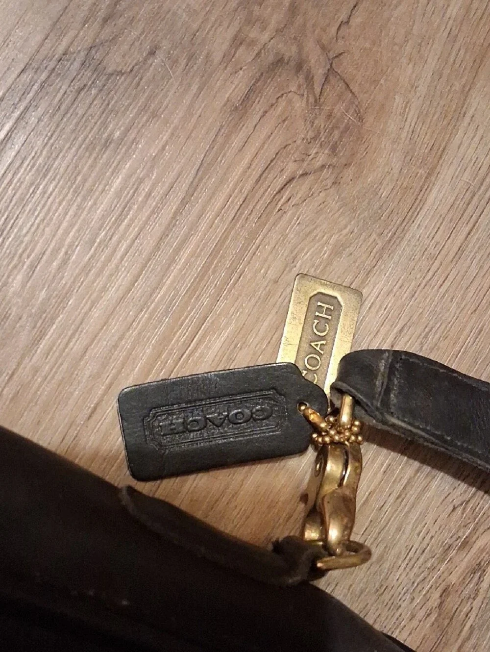 Vintage Coach Black Leather Briefcase with Gold Hardware and Adjustable Strap